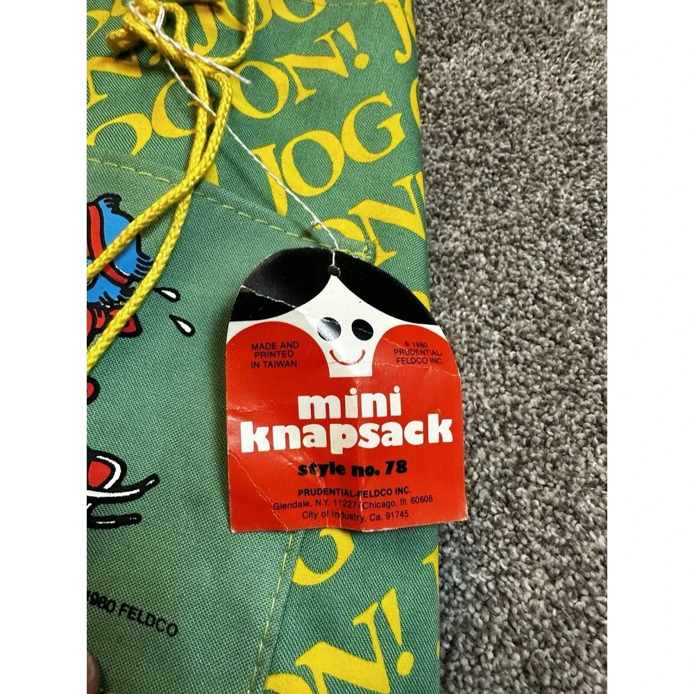 Vintage 1980 Feldco Knapsack Mini‎ Backpack Jog On! Small Bag Baby Running Green